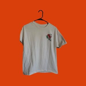 XPLR Rose and Bones Graphic T-Shirt Mens Large Cream Off-White Short Sleeve Tee